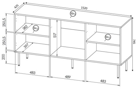 HOLE KOMODA 152 biały mat/ biały mat HOLE KOMODA 152 biały mat/ biały mat