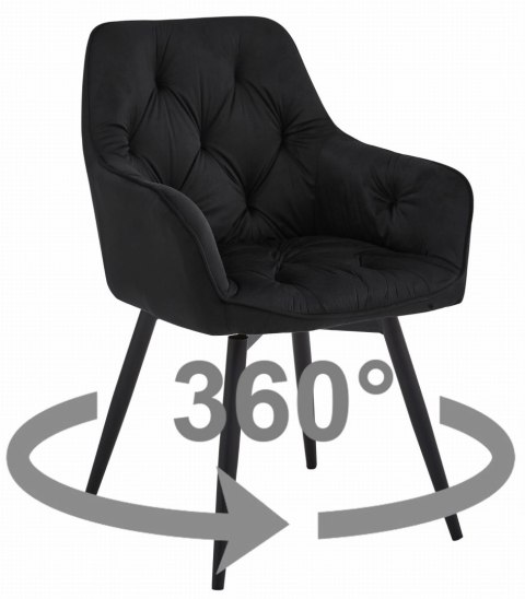 Krzesło JORK360 - czarny aksamit / nogi czarne x 1 Krzesło JORK360 - czarny aksamit / nogi czarne x 1