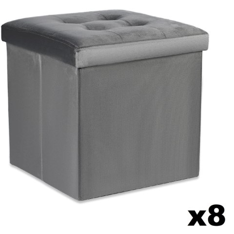 Pufa składana L z guzikami - 38x38x38cm aksamit szara x 8 Pufa składana L z guzikami - 38x38x38cm aksamit szara x 8