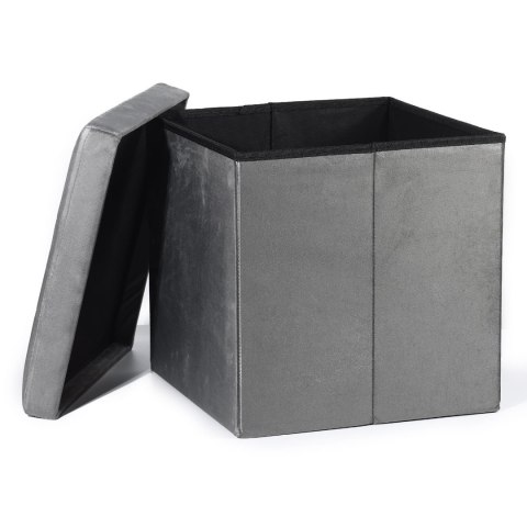 Pufa składana L z guzikami - 38x38x38cm aksamit szara x 8 Pufa składana L z guzikami - 38x38x38cm aksamit szara x 8
