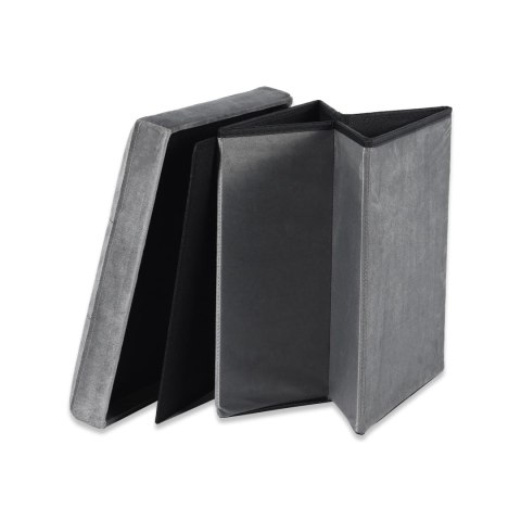Pufa składana L z guzikami - 38x38x38cm aksamit szara x 8 Pufa składana L z guzikami - 38x38x38cm aksamit szara x 8