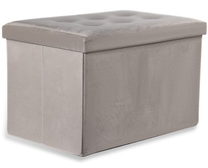 Pufa składana XL z guzikami - 60x38x38cm aksamit beż