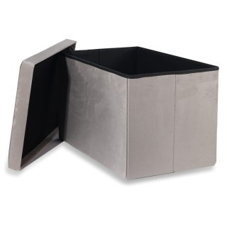 Pufa składana XL z guzikami - 60x38x38cm aksamit beż