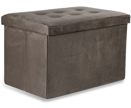 Pufa składana XL z guzikami - 60x38x38cm aksamit brąz