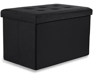 Pufa składana XL z guzikami - 60x38x38cm aksamit czarna x 4