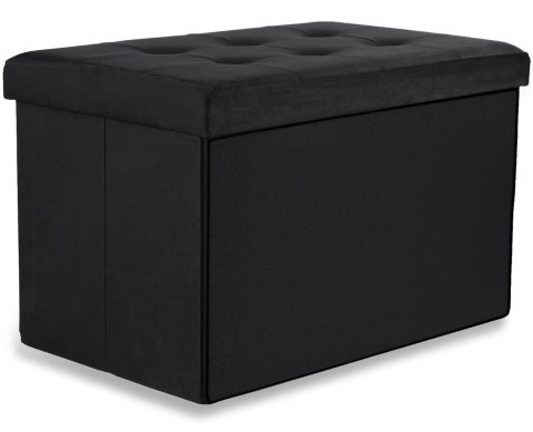 Pufa składana XL z guzikami - 60x38x38cm aksamit czarna x 4