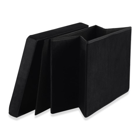 Pufa składana XL z guzikami - 60x38x38cm aksamit czarna x 4