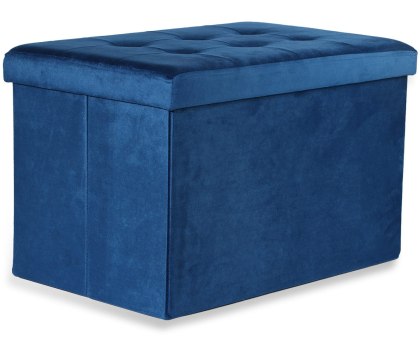 Pufa składana XL z guzikami - 60x38x38cm aksamit granat