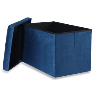 Pufa składana XL z guzikami - 60x38x38cm aksamit granat