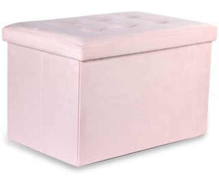 Pufa składana XL z guzikami - 60x38x38cm aksamit róż x 4
