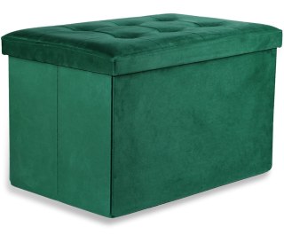 Pufa składana XL z guzikami - 60x38x38cm aksamit zielona x 4