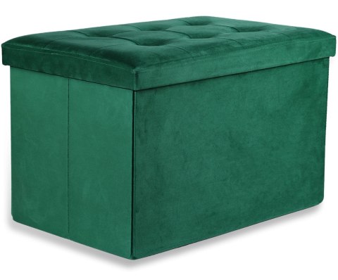 Pufa składana XL z guzikami - 60x38x38cm aksamit zielona x 4
