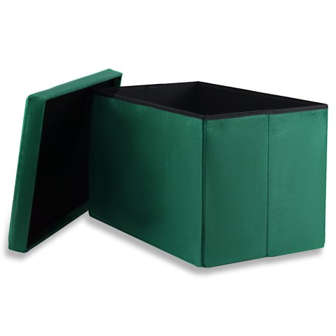 Pufa składana XL z guzikami - 60x38x38cm aksamit zielona x 4