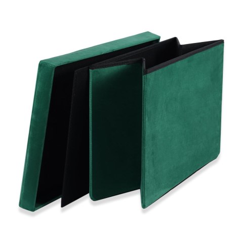 Pufa składana XL z guzikami - 60x38x38cm aksamit zielona x 4
