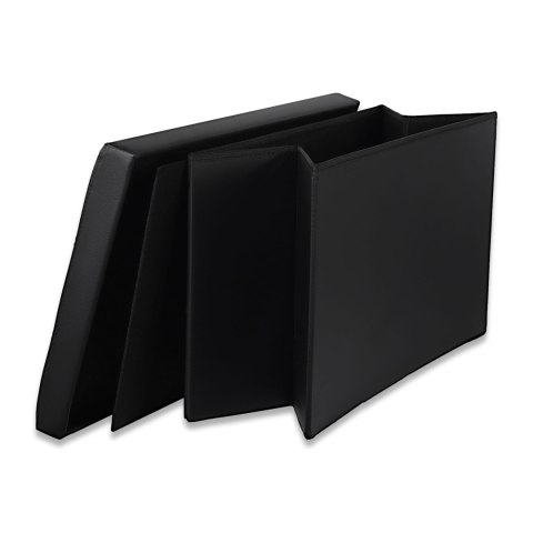 Pufa składana XXL z guzikami - 80x40x40cm ekoskóra czarna Pufa składana XXL z guzikami - 80x40x40cm ekoskóra czarna