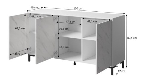 MARMO komoda KOM150/3D biały MARMO komoda KOM150/3D biały