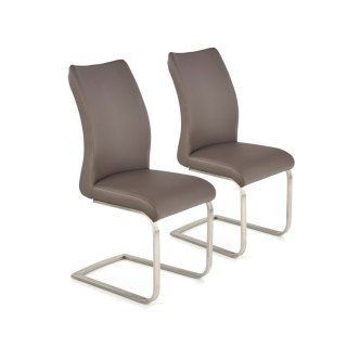OPAL Kpl. 2 Krzeseł OPAL / metal szczotkowany / ekoskóra szara