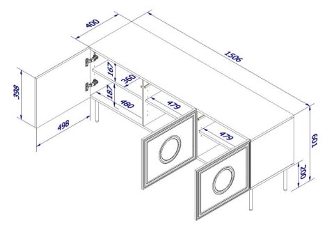 PALAZZO szafka RTV 150 (3D) czarny mat/ dąb craft PALAZZO szafka RTV 150 (3D) czarny mat/ dąb craft