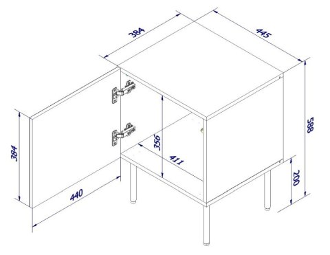 PALAZZO szafka nocna ( 2szt.=1kpl) czarny mat/ dąb craft PALAZZO szafka nocna ( 2szt.=1kpl) czarny mat/ dąb craft