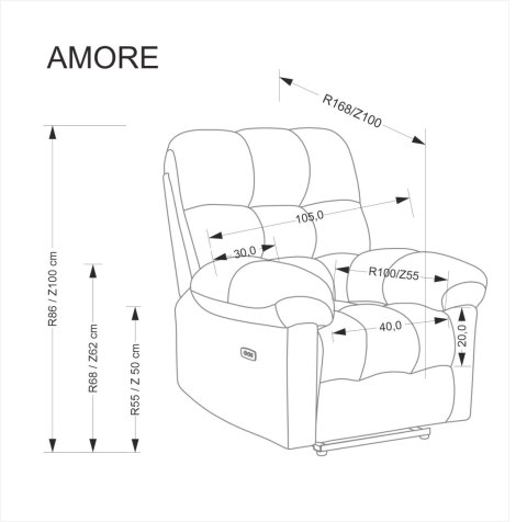 AMORE fotel wypoczynkowy popielaty AMORE fotel wypoczynkowy popielaty