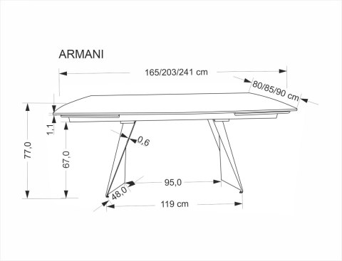 ARMANI stół rozkładany, czarny marmur / czarny ARMANI stół rozkładany, czarny marmur / czarny
