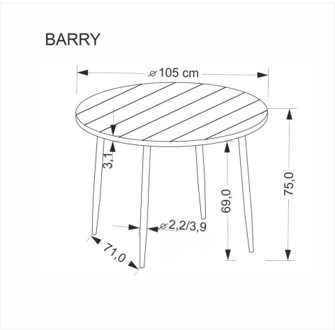 BARRY stół okrągły, blat - orzechowy, nogi - czarny BARRY stół okrągły, blat - orzechowy, nogi - czarny