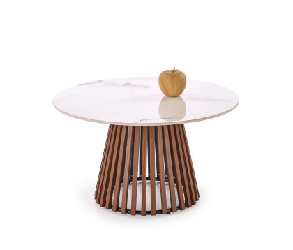 CARINA ława beżowy marmur / orzechowy