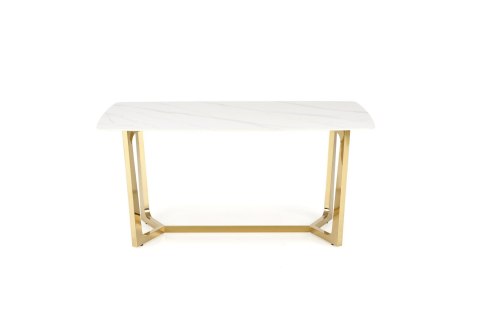 CLEMENTE stół blat - biały marmur, nogi - złoty