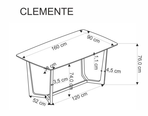 CLEMENTE stół blat - biały marmur, nogi - złoty