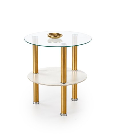 DUCAT S ława, biały marmur / transparentny / złoty