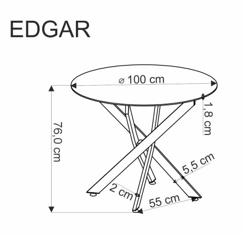 EDGAR stół, blat - orzechowy, nogi - czarny