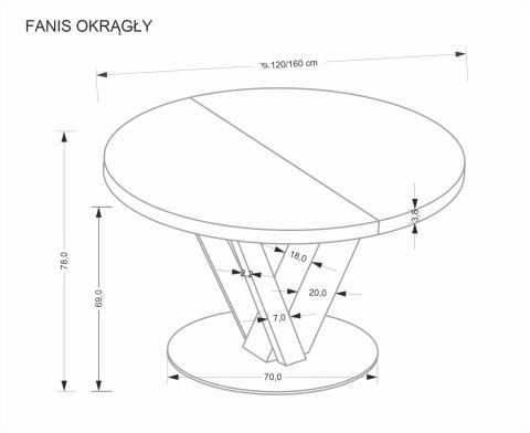 FANIS okrągły stół rozkładany, naturalny / czarny FANIS okrągły stół rozkładany, naturalny / czarny