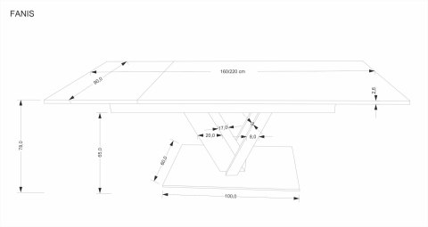FANIS stół rozkładany, naturalny / czarny