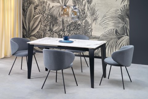 FELIX stół rozkładany, blat - biały marmur, nogi - czarny