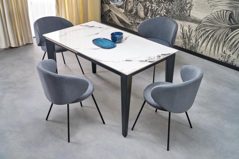 FELIX stół rozkładany, blat - biały marmur, nogi - czarny