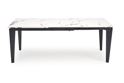 FELIX stół rozkładany, blat - biały marmur, nogi - czarny