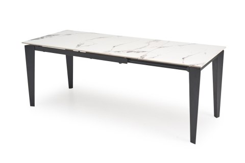FELIX stół rozkładany, blat - biały marmur, nogi - czarny