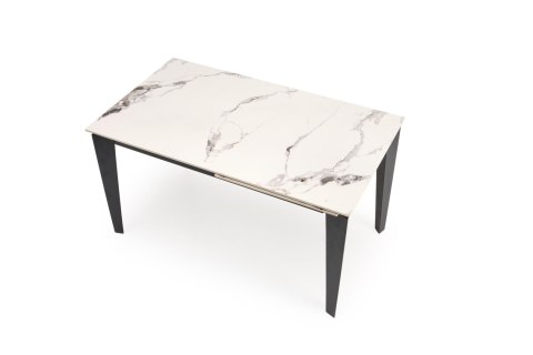 FELIX stół rozkładany, blat - biały marmur, nogi - czarny