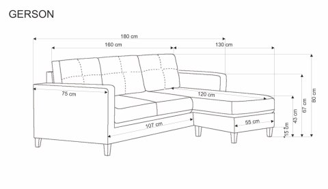 GERSON sofa z podnóżkiem popielaty GERSON sofa z podnóżkiem popielaty