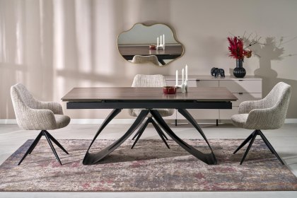 HILARIO stół rozkładany, blat - orzechowy, nogi - czarny