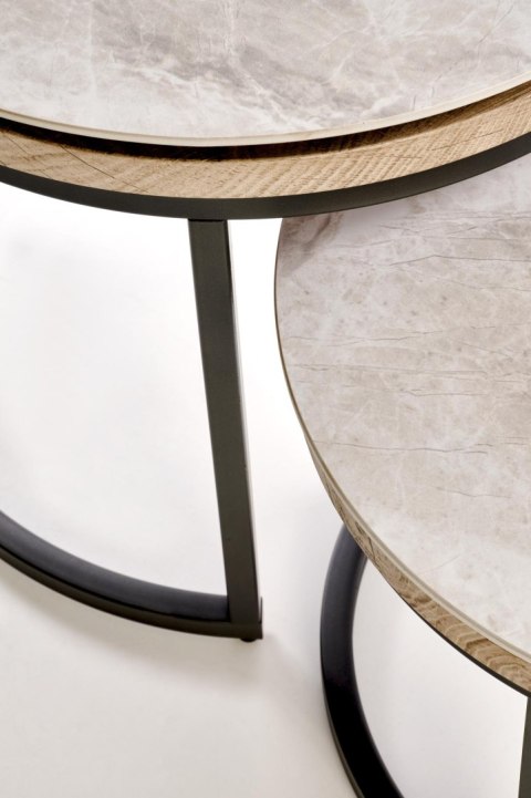 ITAKA zestaw 2 ław, popielaty marmur / grafitowy