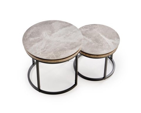 ITAKA zestaw 2 ław, popielaty marmur / grafitowy