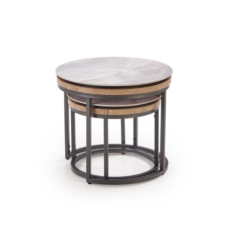 ITAKA zestaw 2 ław, popielaty marmur / grafitowy