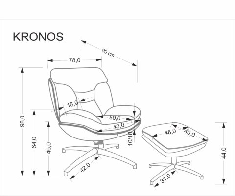 KRONOS fotel z podnóżkiem, beżowy / wielobarwny KRONOS fotel z podnóżkiem, beżowy / wielobarwny