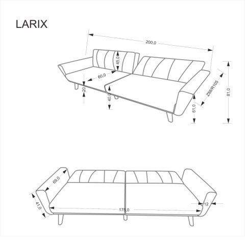 LARIX sofa popielaty LARIX sofa popielaty