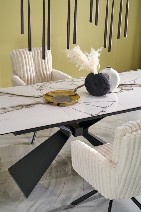 LUCIANO stół rozkładany, blat: biały marmur