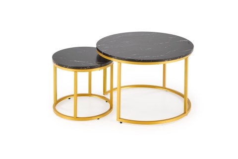 PAOLA zestaw 2 ław, czarny marmur / złoty PAOLA zestaw 2 ław, czarny marmur / złoty