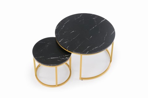 PAOLA zestaw 2 ław, czarny marmur / złoty PAOLA zestaw 2 ław, czarny marmur / złoty