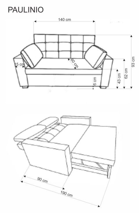 PAULINIO sofa rozkładana, popielaty PAULINIO sofa rozkładana, popielaty