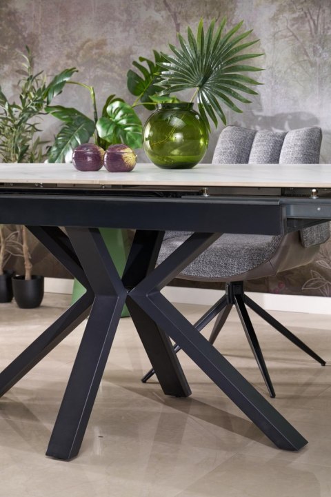 PLATAN stół rozkładany, biały marmur / czarny